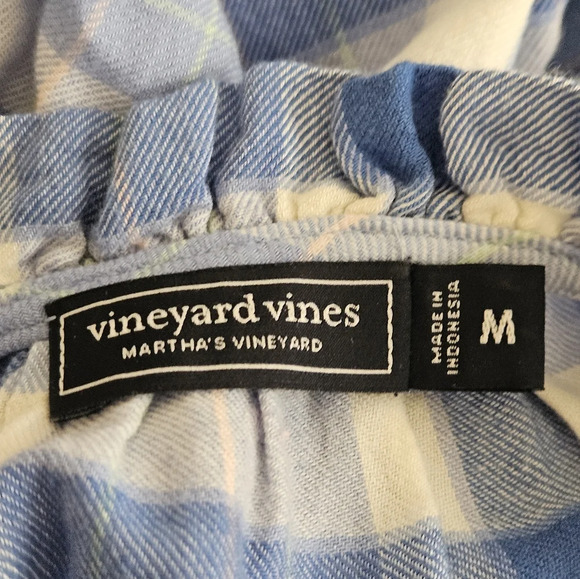 Vineyard Vines Plaid Ruffle Neck Puff Sleeve Size Medium EUC - Picture 8 of 9